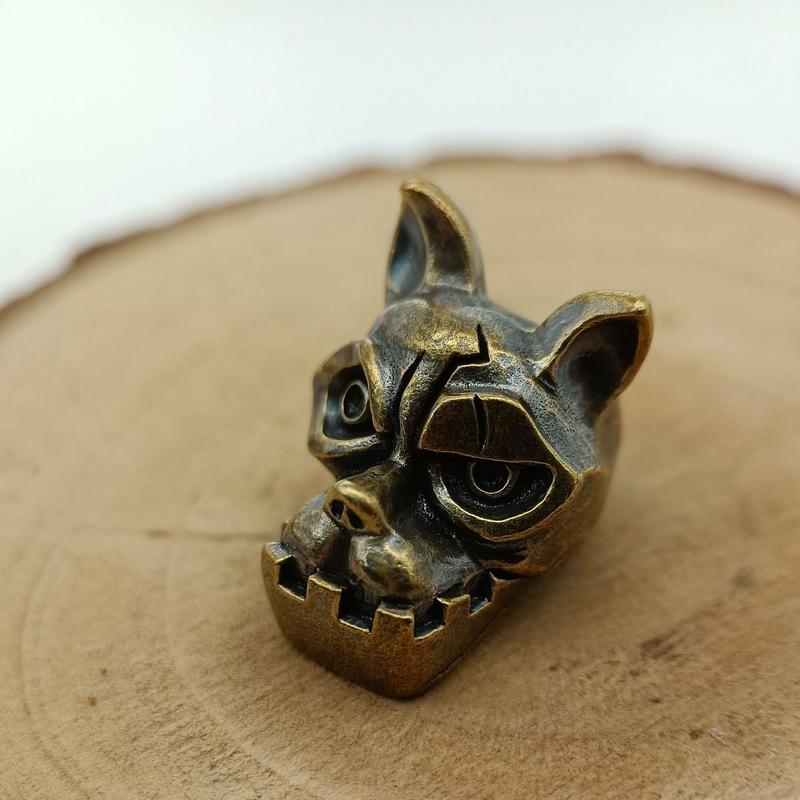 Edc Carry Knife - Pendentif en laiton tête de bouledogue