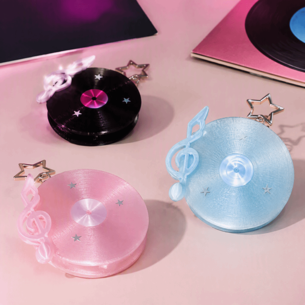 Cable Winder Keychain - Porte-clés disque vinyle Y2K, style coréen