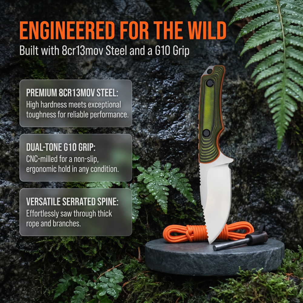Edc Carry Knife - 15017 Couteau à lame fixe utilitaire