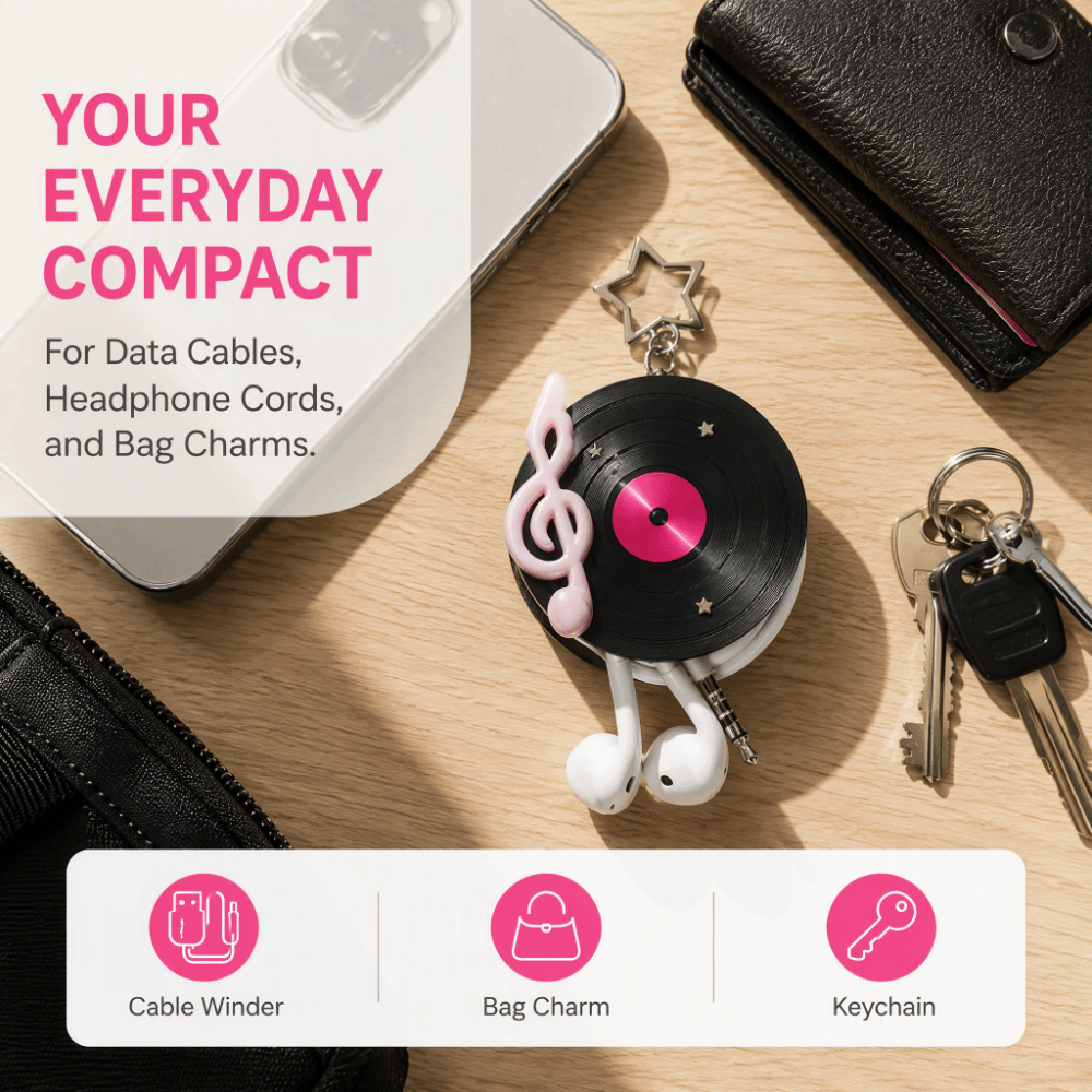 Porte-clés disque vinyle Y2K,  - Cable Winder Keychain avis et prix