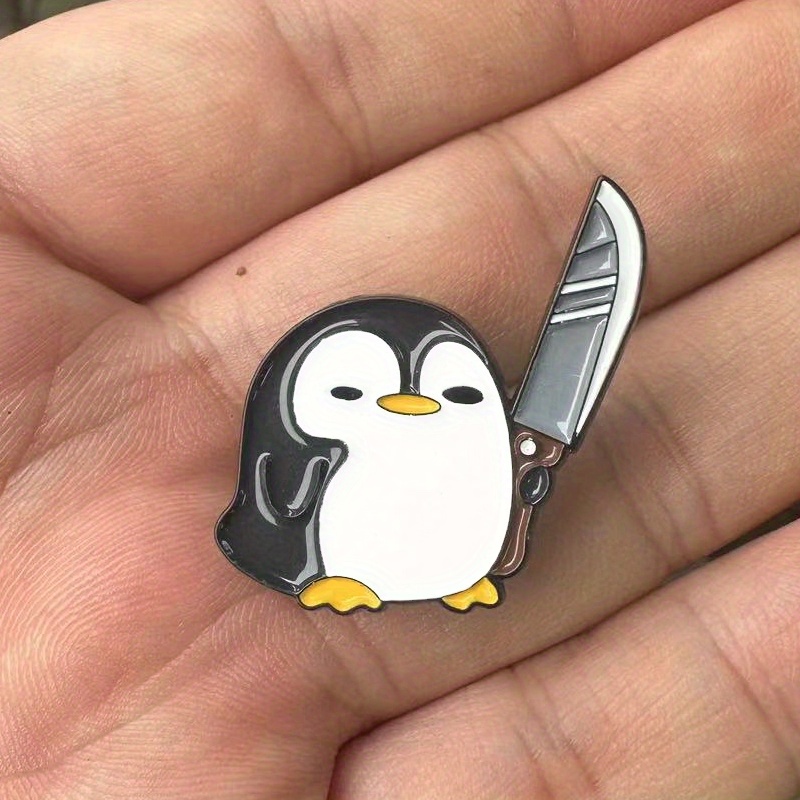 Broche pingouin drôle tenant u - Edc Everyday Carry Knives avis et prix